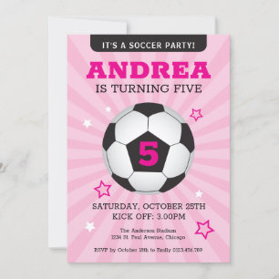 Fête de soccer Anniversaire Invitation rose