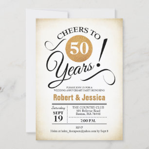 Fête des 50 ans de mariage - Invitation blanche do