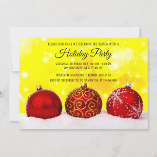 Fête des Fêtes rouge bals de Noël Invitation