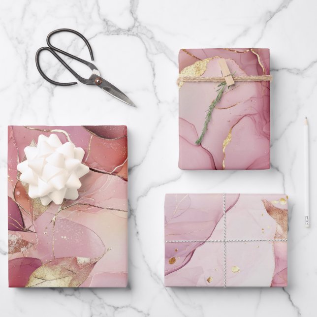 Fête des mariées Abstraite des Feuilles en or rose (Recto)