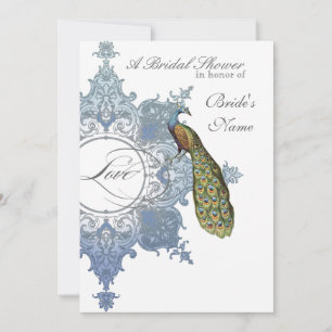 Fête des mariées baroque Peacock Invitation - Bleu