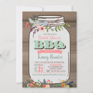 Fête des mariées BBQ Mason Jar Invitation