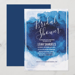 Fête des mariées Blue Watercolor Invitation