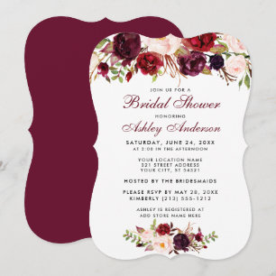 Fête des mariées Bourgogne Floral Invitation BR