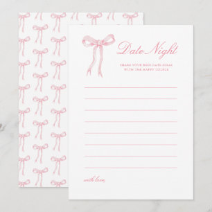 Fête des mariées Bow rose Date Nuit Idées Carte