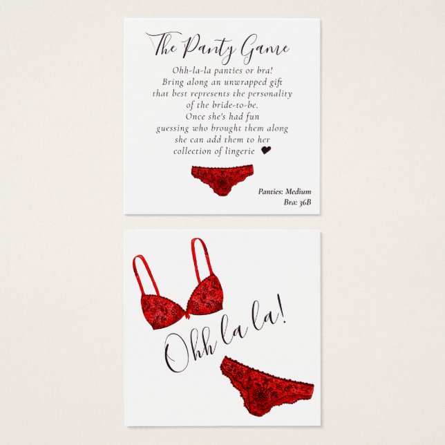 FÊTE DES MARIÉES BUDGET Red Lingerie Panty Card (Devant & derrière)