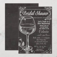 Fête des mariées Chalk Chalkboard Wine Invitation