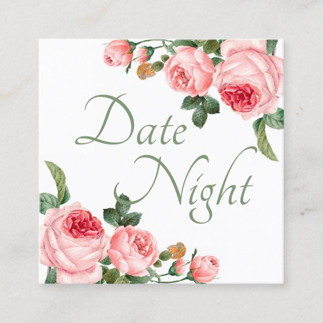 Fête des mariées Date Carte de nuit Blushing Rose (Devant)
