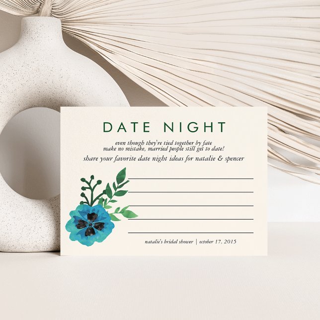 Fête des mariées Date Nuit Idées Carte | Floral bl (Créateur téléchargé)