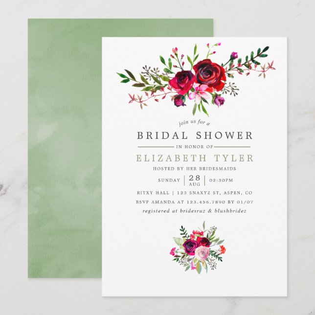 Fête des mariées d'automne Floral Invitation (Devant / Derrière)