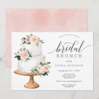 Fête des mariées de gâteau Floral Blush Invitation