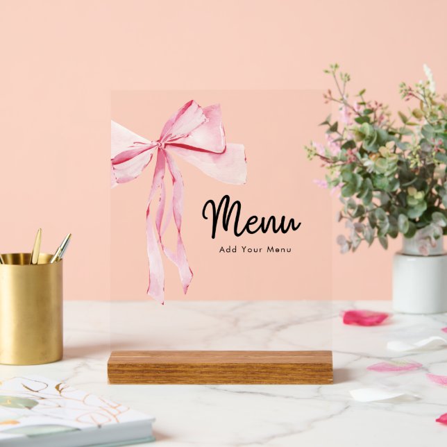 Fête des mariées de menu Elegant Pink Bow (Mariage)