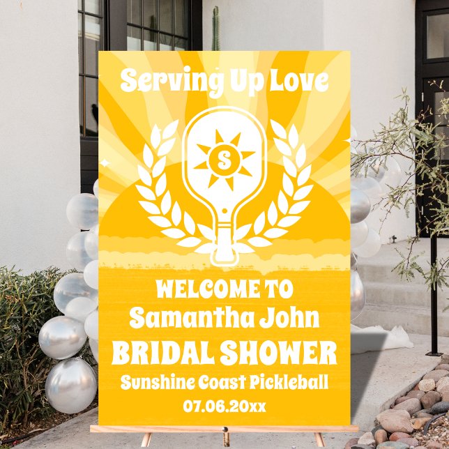 Fête des mariées de Pickleball Retro Sunshine (Large Party Signs/Banners)