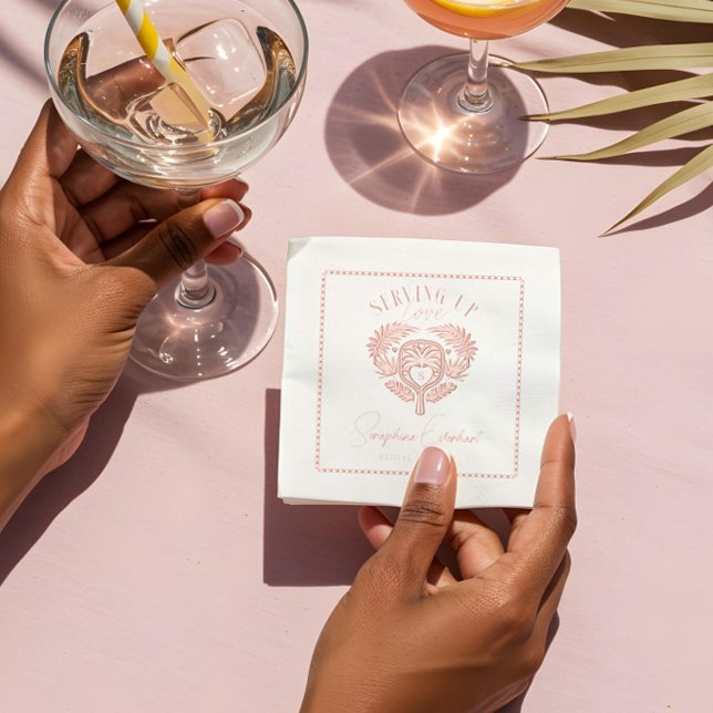 Fête des mariées de Pickleball Retro Tropical Palm (Retro Tropical Palm Tree Pickleball Bridal Shower Foil Napkins)