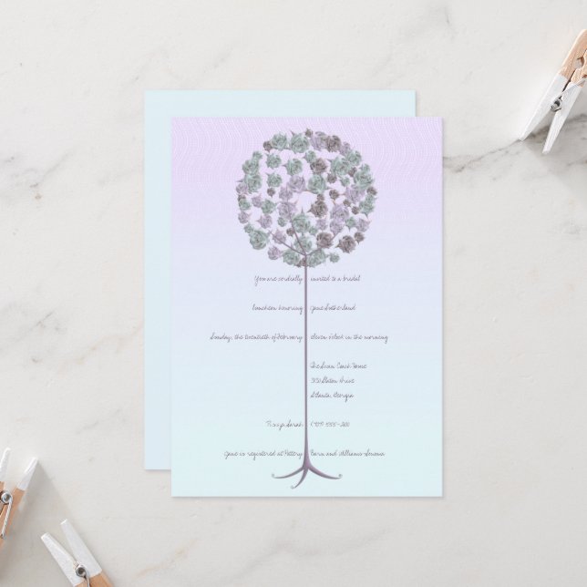 Fête des mariées déjeuner Invitation (Devant/Arrière en situation)