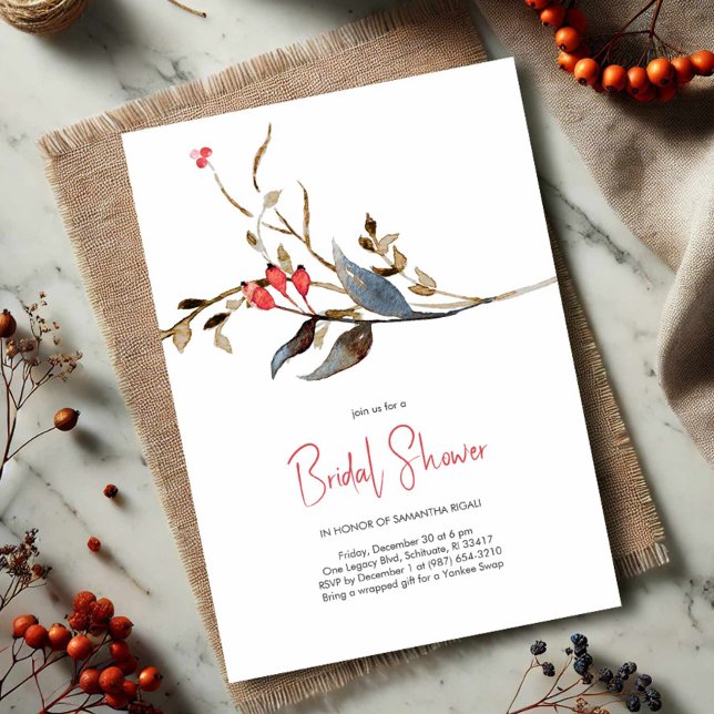 Fête des mariées des invitations botaniques élégan (Rustic bridal shower invitations watercolor botanicals)