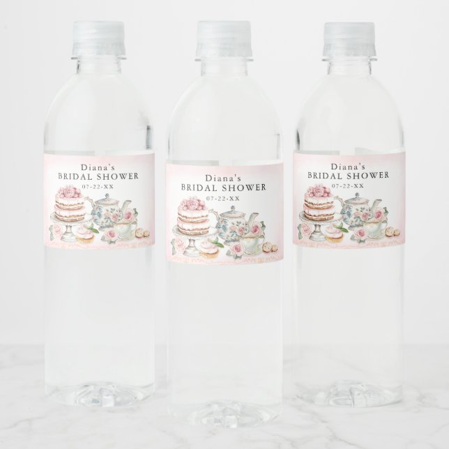 Fête des mariées Étiquette bouteille d'eau - Thé d (Bouteilles)