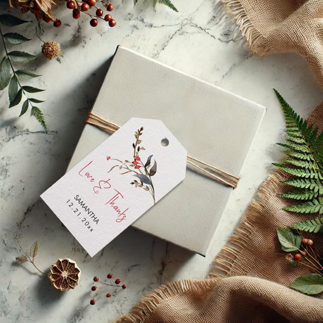 Fête des mariées Favoriser les étiquettes Aquarell (Rustic bridal shower favor tags watercolor berries and botanical art)