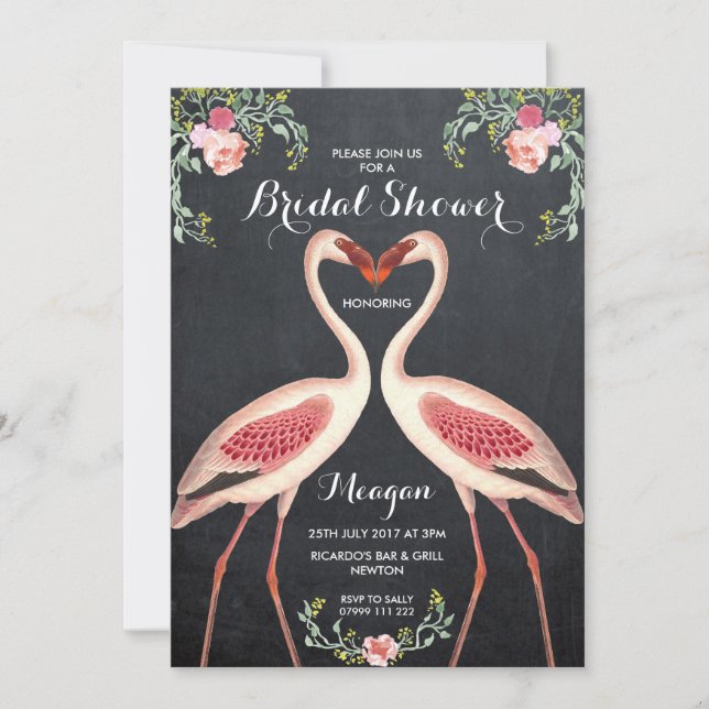 Fête des mariées flamingo invitation tableau de bo (Devant)
