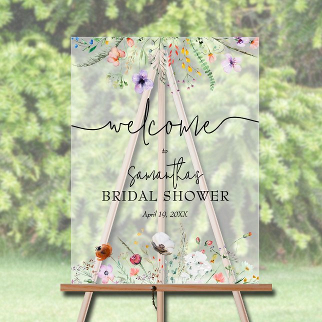 Fête des mariées fleur sauvage (Wildflower bridal shower welcome acrylic sign)