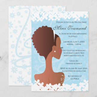 Fête des mariées Floral Blue Invitation