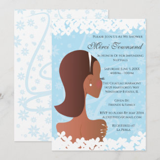 Fête des mariées Floral Blue Invitation