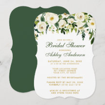 Fête des mariées Floral Green Gold Invitation B