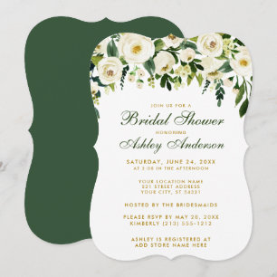 Fête des mariées Floral Green Gold Invitation B