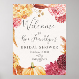 Fête des mariées florale automne Affiche de bienve