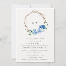 Fête des mariées florale Bleue vivante Invitation