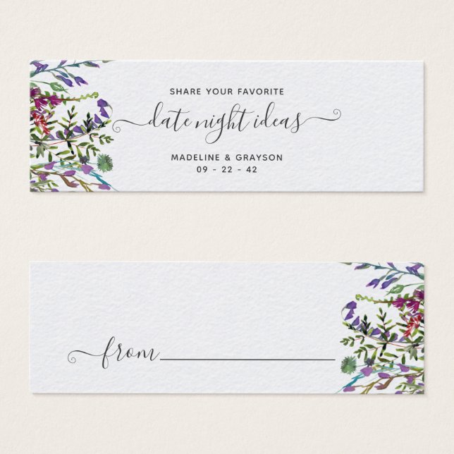 Fête des mariées Florale fleur sauvage Date Carte  (Devant & derrière)