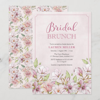 Fête des mariées Florale rose invitation Brunch