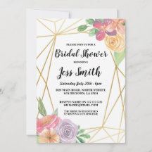 Fête des mariées Gold Frame Floral Invitation