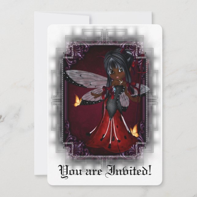 Fête des mariées gothique Invitation Little Devil  (Devant)