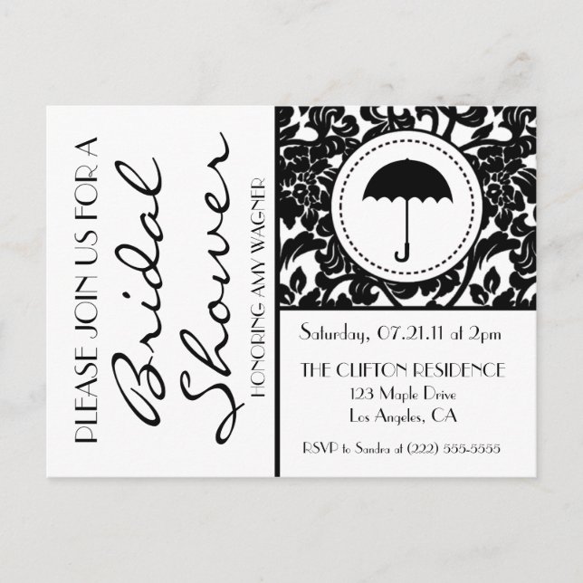 Fête des mariées gothique noir et blanc Invitation (Devant)