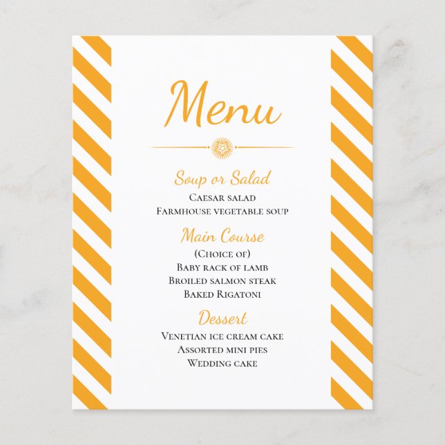 Fête des mariées Mariage du menu de la bande orang (Devant)