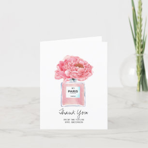 Fête des mariées Merci rose pivoine et carte parfu