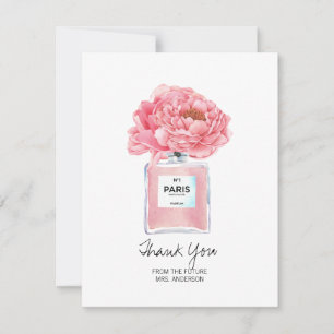 Fête des mariées Merci rose pivoine et carte parfu