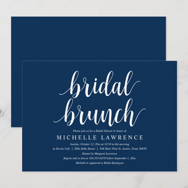 Fête des mariées moderne Brunch Fête Invitation (Devant / Derrière)