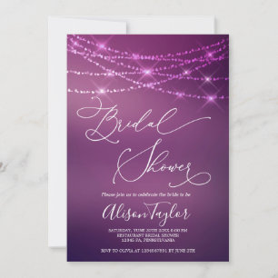 Fête des mariées moderne Purple Bokeh Invitation