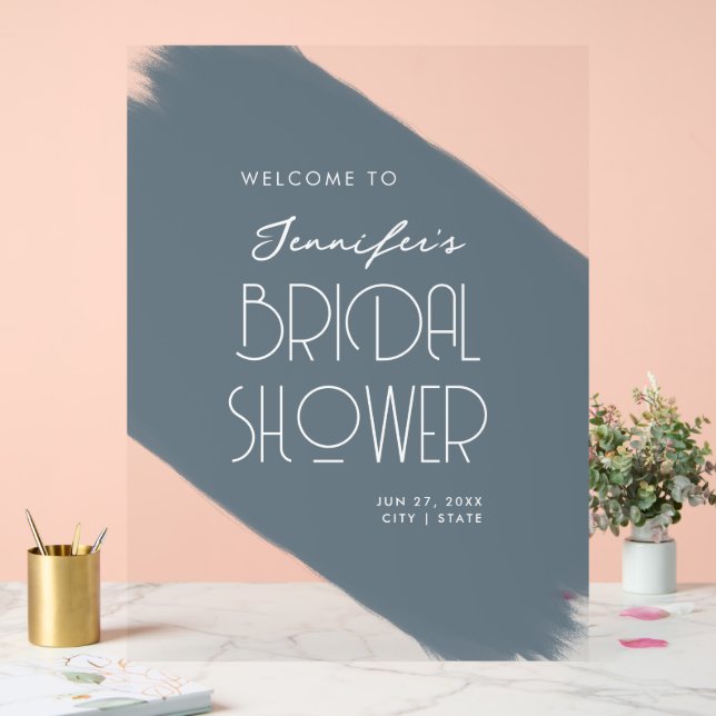 Fête des mariées moderne Welcome Paint Dusty Blue (Mariage)