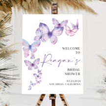 Fête des mariées papillon Affiche de bienvenue acr