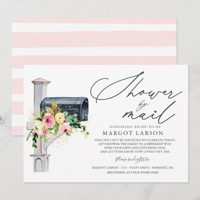 Fête des mariées Par Mail Invitation Blush Pink Go (Devant / Derrière)