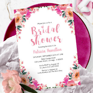 Fête des mariées Photo Invitations Floral Aquarell