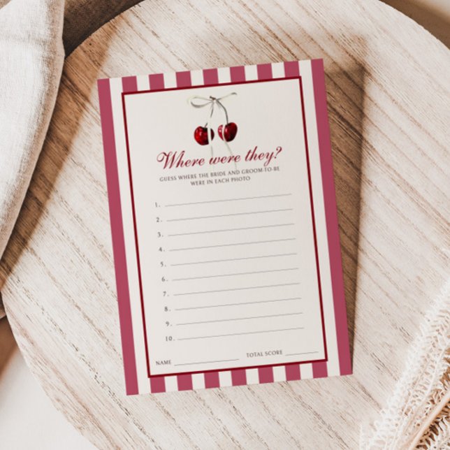 Fête des mariées rayée Cherry Où Étaient-Ils Carte (Créateur téléchargé)