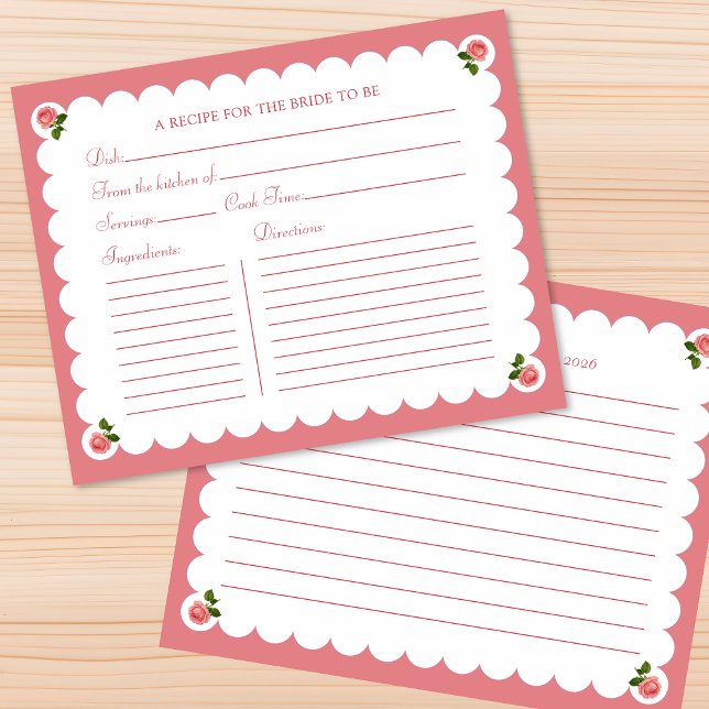 Fête des mariées Recette Carte Rose élégant Dusty  (Créateur téléchargé)