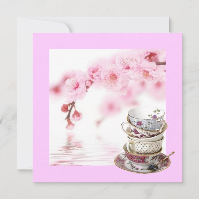 Fête des mariées rose Floral Tea Party Invitation (Devant)