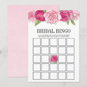 Fête des mariées rose Roses Bingo Carte de jeu