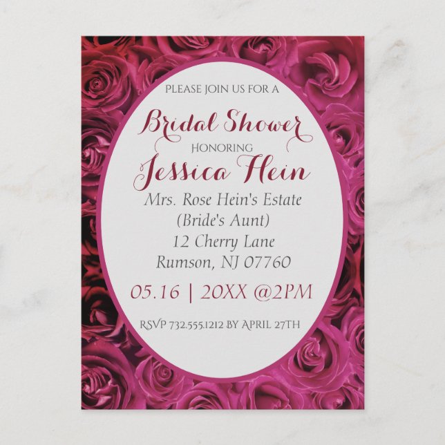 Fête des mariées Roses roses Invitations (Devant)
