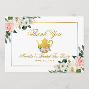 Fête des mariées Tea Party Gold rose Floral Merci